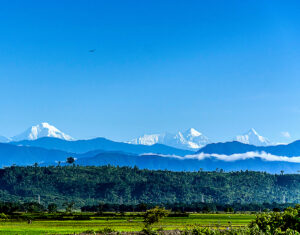 Dirang to Tawang Enroute View of Greater Himalayan Peaks in the Background of Lush Himalayan Rural Landscape