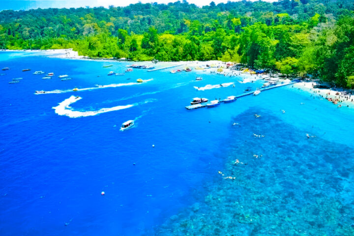 Elephant Beach Aerial View: Water Sports in Andaman & N8cobar