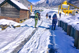 Heavy Snowfall Turns North Sikkim into a Winter Wonderland: Army in work to clear the snow on the roads.