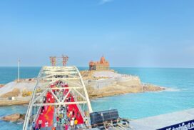 The Kanyakumari Sea Glass Bridge, India’s first-ever glass bridge constructed over the sea, is an architectural marvel located in Tamil Nadu